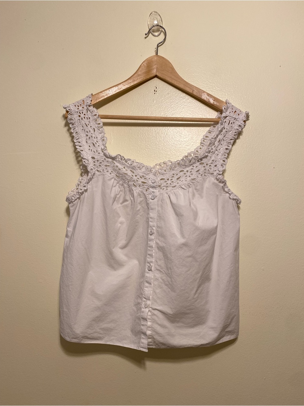 LA VIE Rebecca Taylor White Crochet-Trim Camisole. Size M